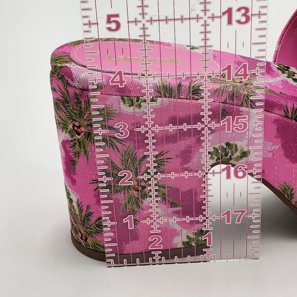 Larroude Palm Tree Pink Miso Platform Slide Sandals Size 8.5 - Picture 9 of 10